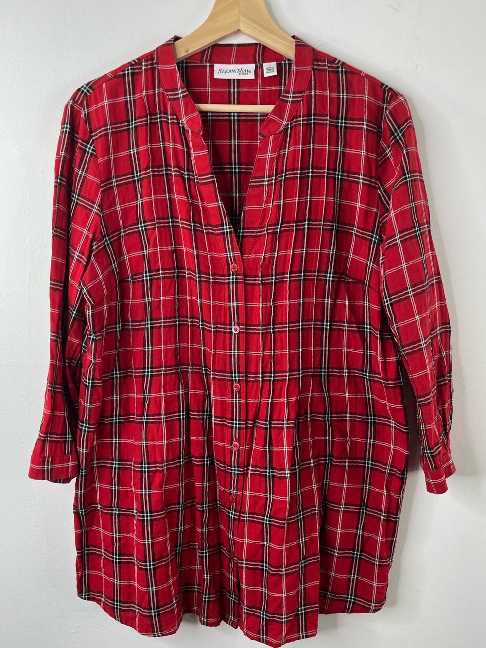 🍂❤️ St. John’s Bay Plaid Tunic Top Size Large • Cozy Fall Style ❤️🍂
